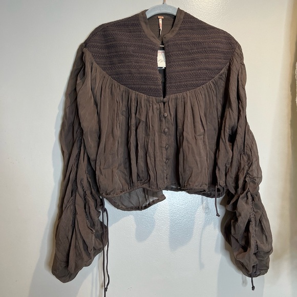 Free People Ballet School Pullover Romantic Billowy Poet Blouse Top XS - Picture 4 of 8